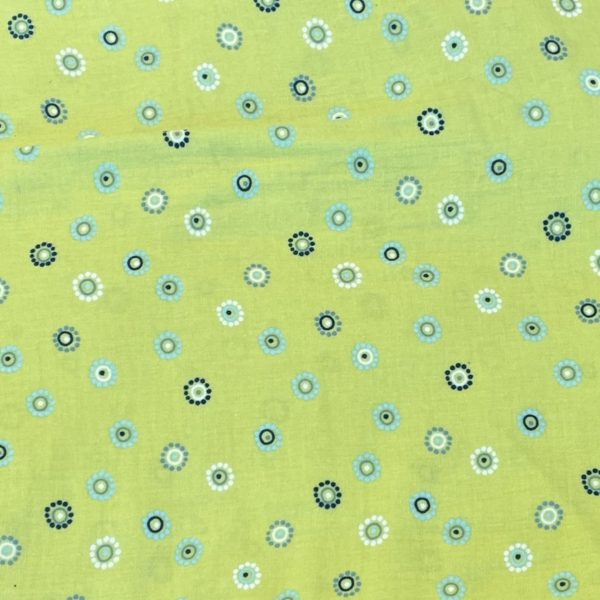 Geel met blauwgrijze bloemen